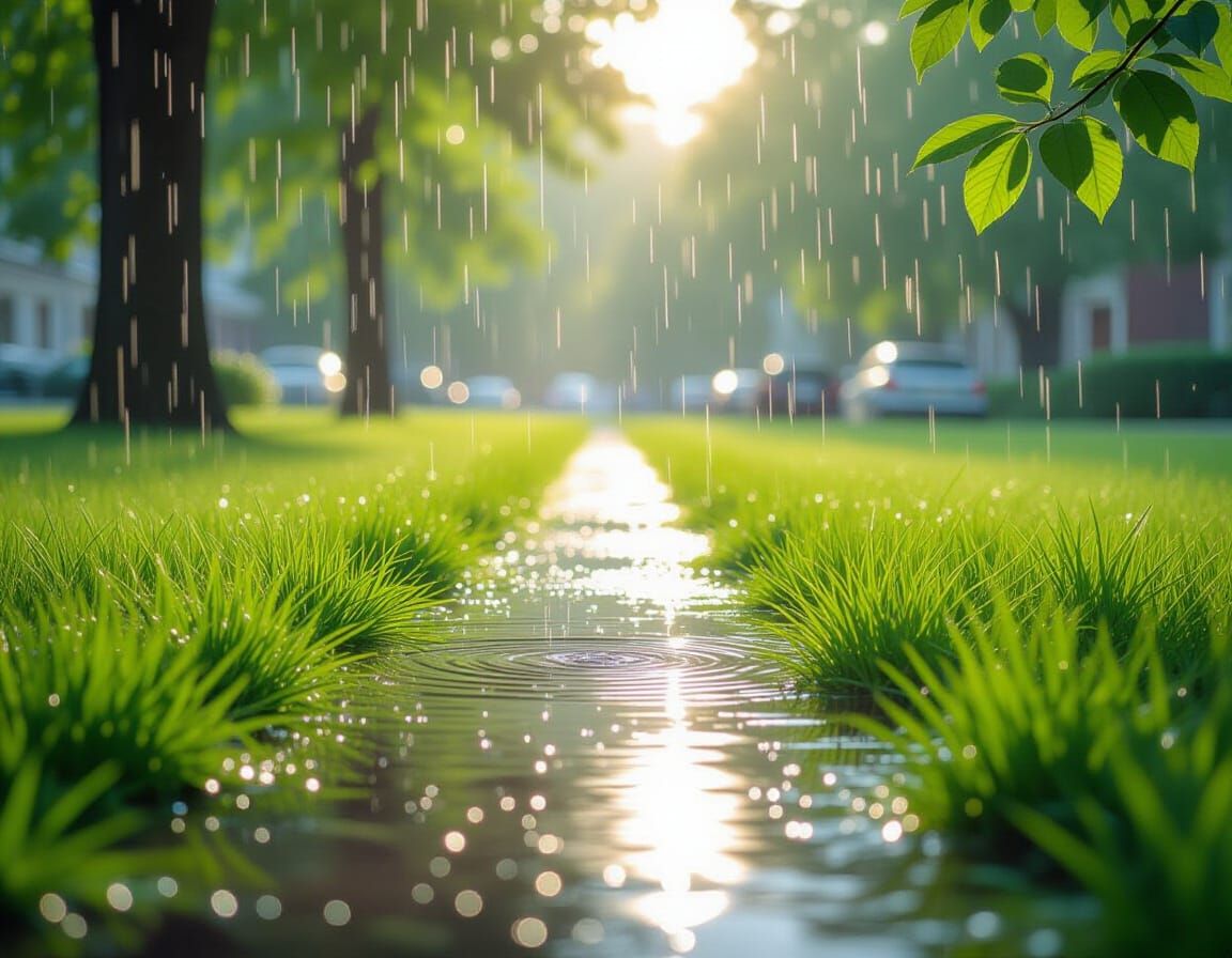 Woodstock in Summer Rain: A Tranquil Close-Up