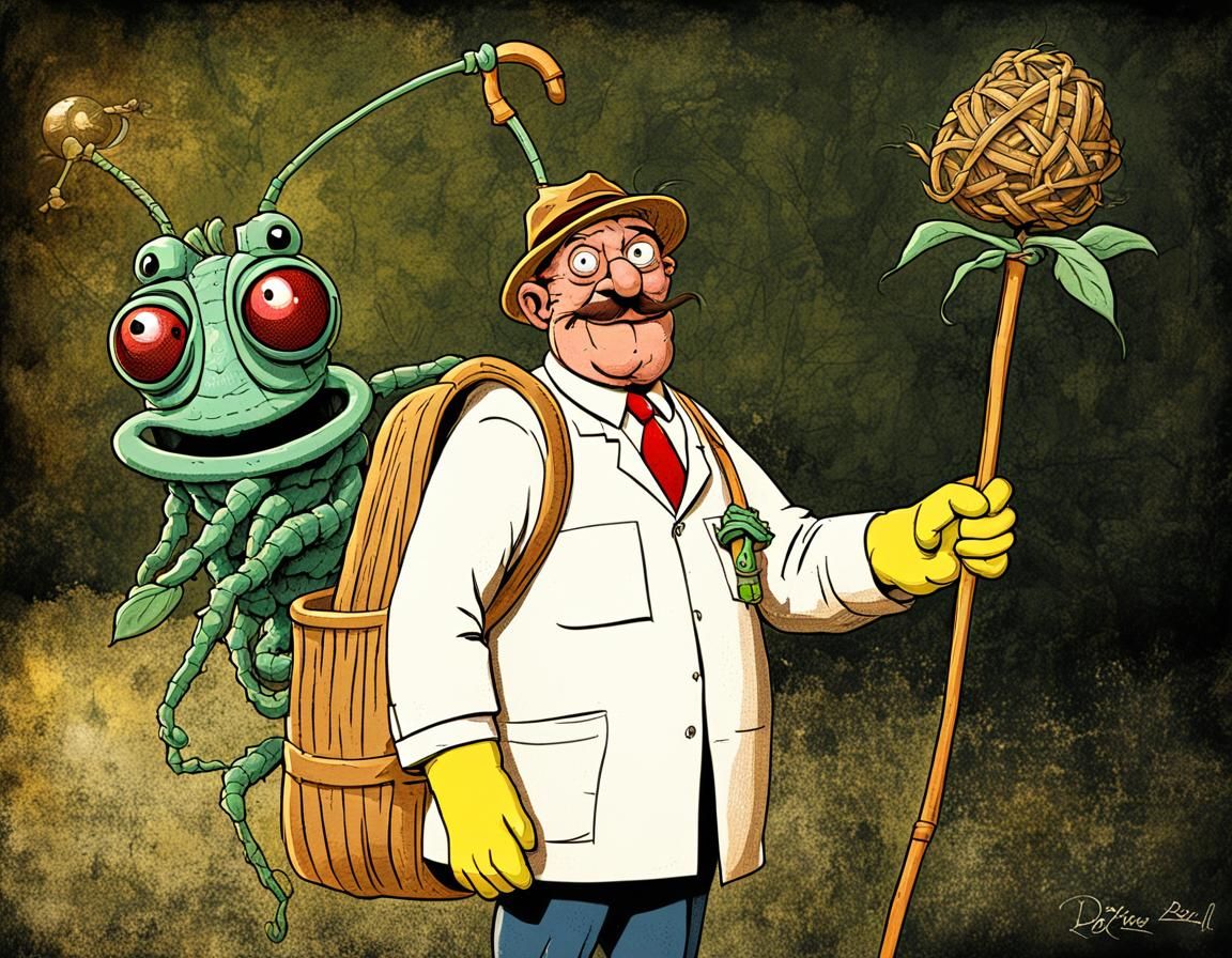 Cartoon Boll Weevil with Bindle Staff