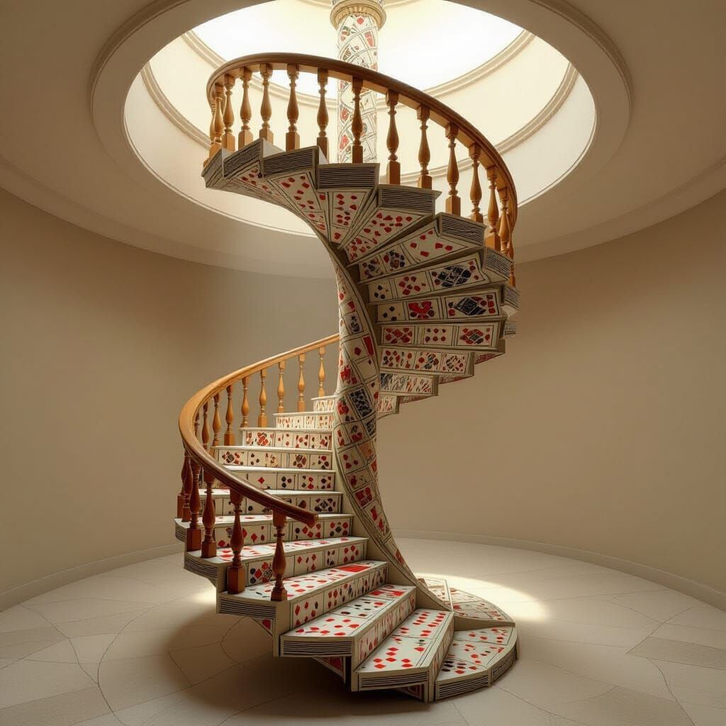 Whimsical Card Staircase Inspired by Escher