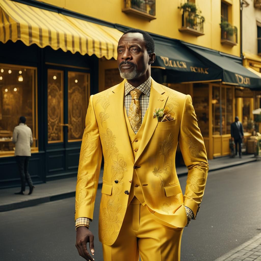 Elegant Man in Yellow Suit, Digital Matte Painting