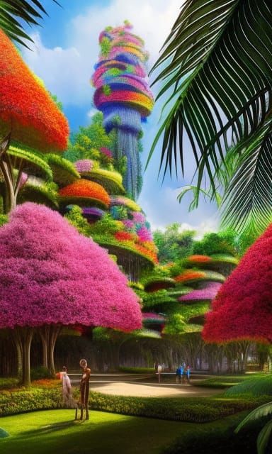 Enchanted Multi-Story Treehouse in Tropical Forest