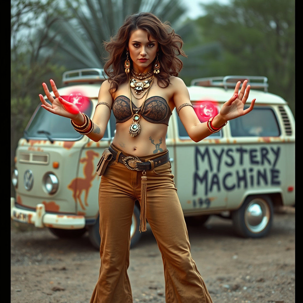 Psychedelic Sorceress with Magic Spheres