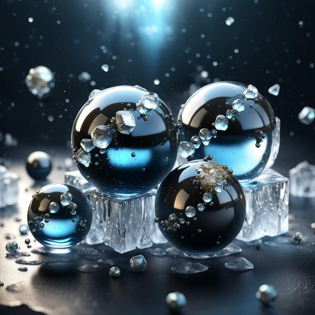 Ice balls black pearls pyrite dotted diamonds freezing ice c...