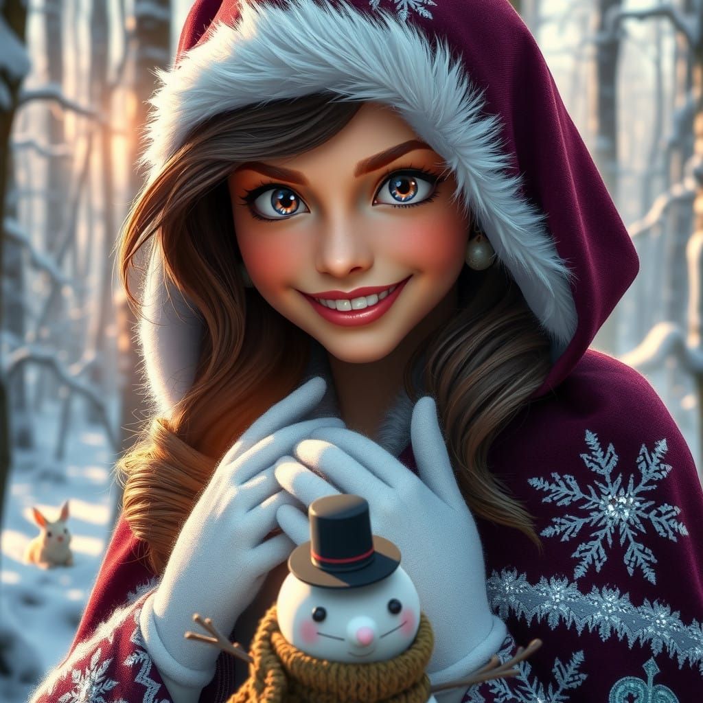 Regal Winter Princess in Enchanted Forest