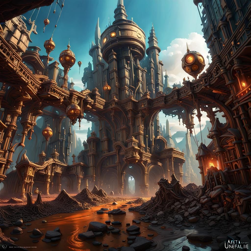 Melting Time Traveler in Detailed Digital Painting