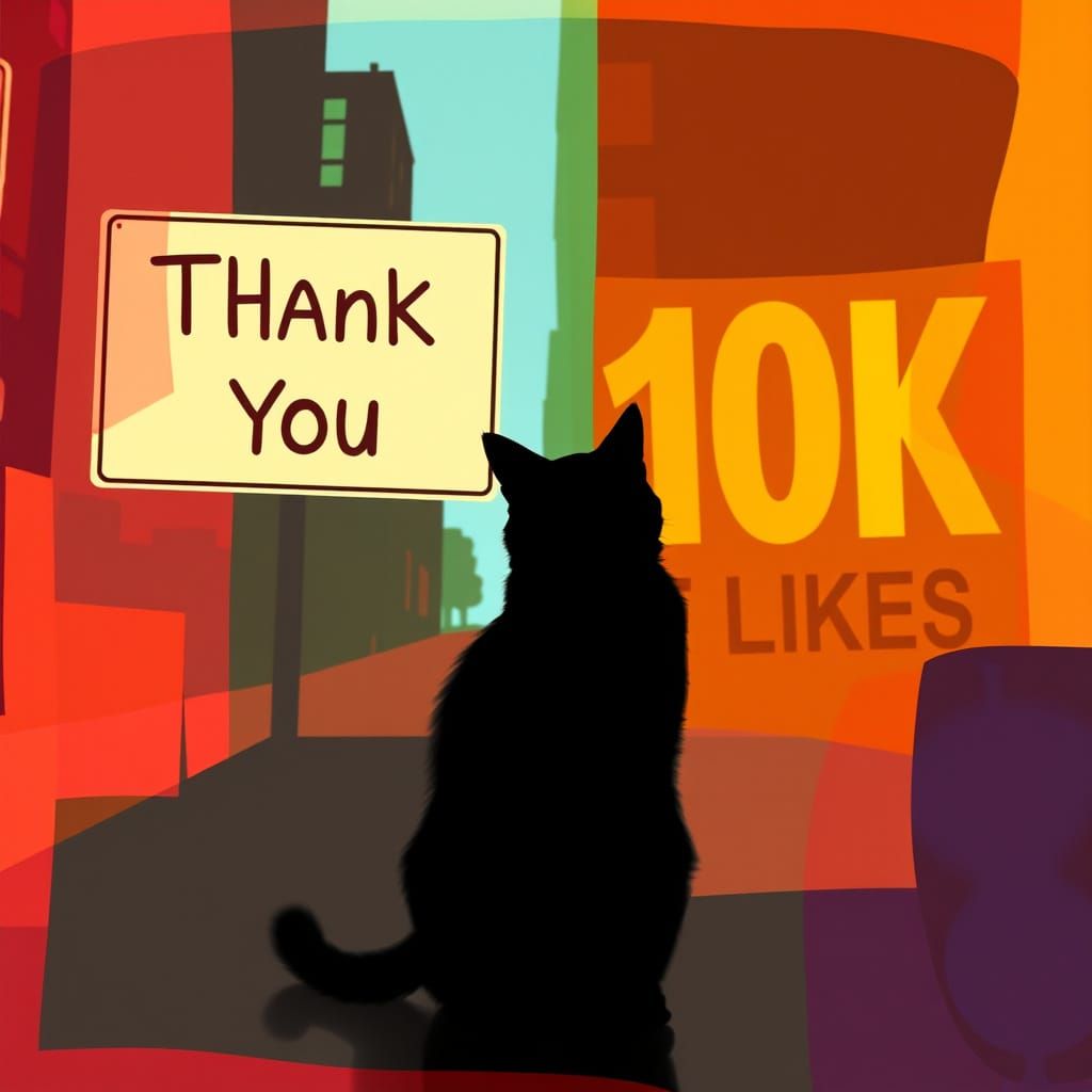 Black Cat Ignores Thank You Sign, Kandinsky/Frankenthaler St...