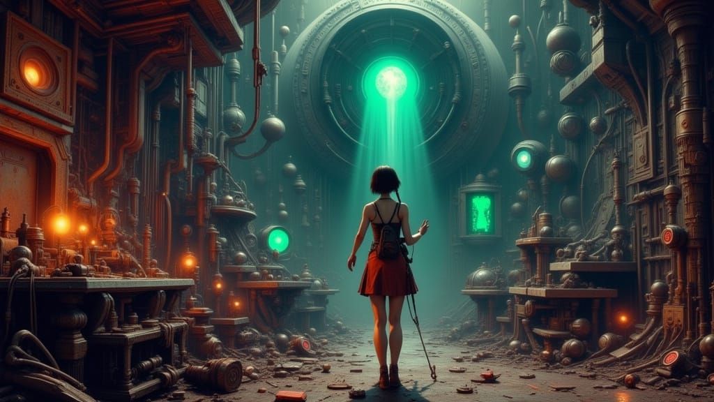 Curious Explorer Discovers Alien Lab with Glowing Tech