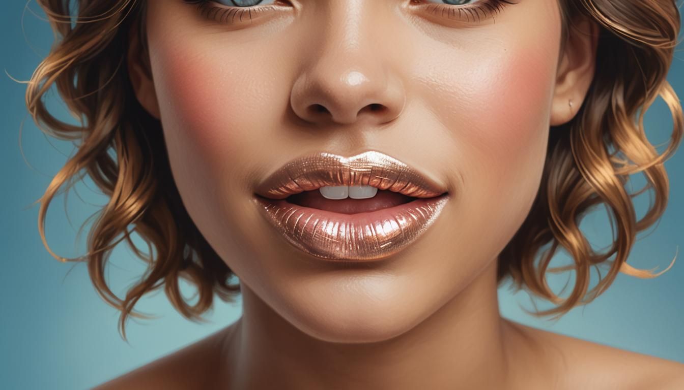 Perfect Lips in Vibrant Digital Art Close-Up