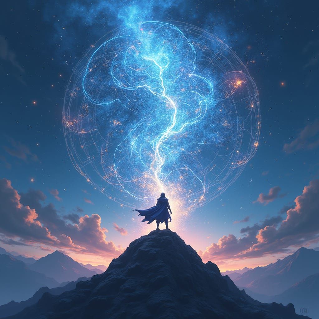 Anime Warrior Amidst Celestial Aura