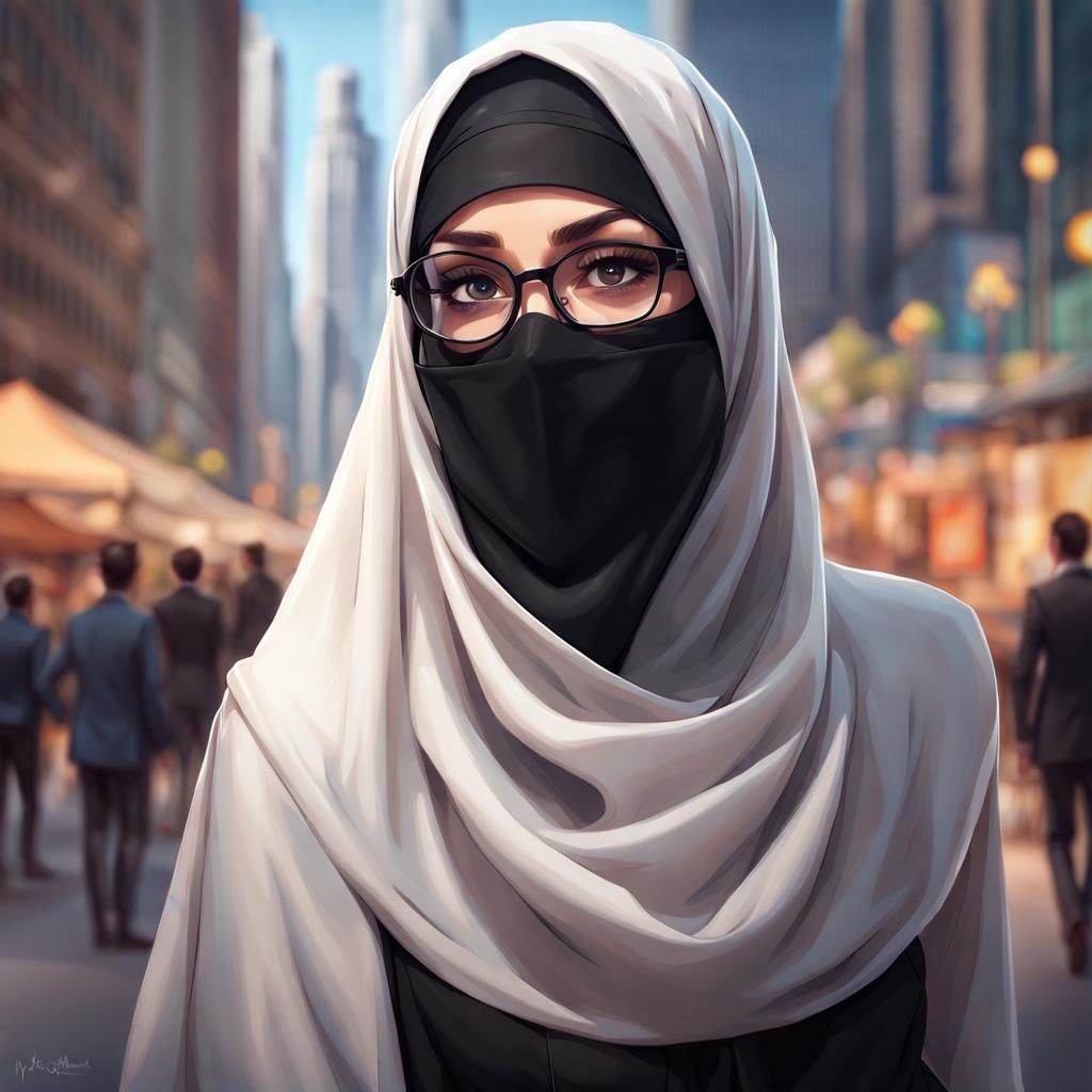 Beautiful Niqabi Woman Portrait in Modern City