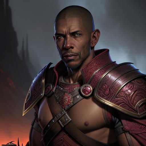 Redguard Male Portrait in Comic Book Art Style