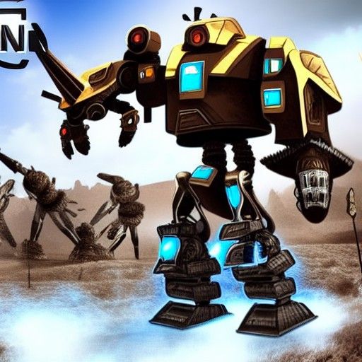 Tribes Battle Evil Robot in Ancient Landscape