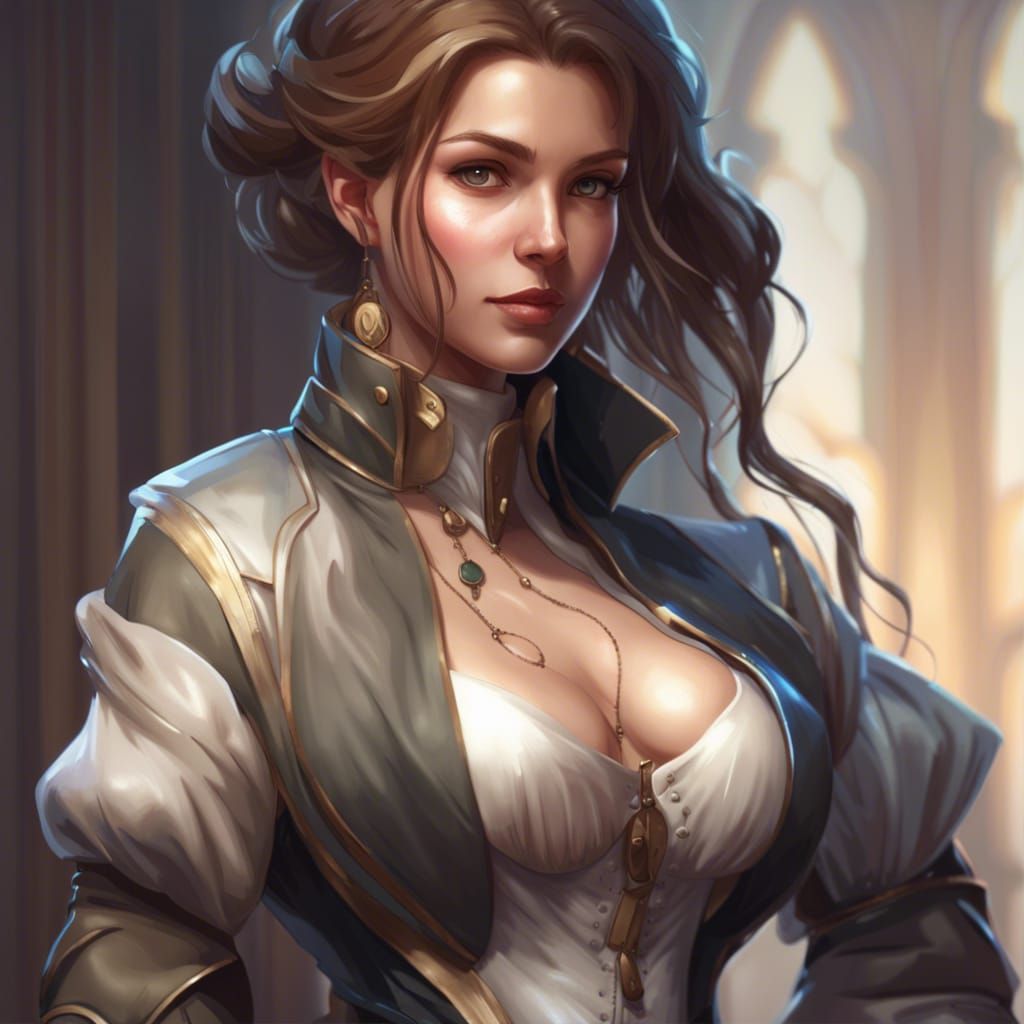 Curvy Woman Portrait in Hyperdetailed Digital Art