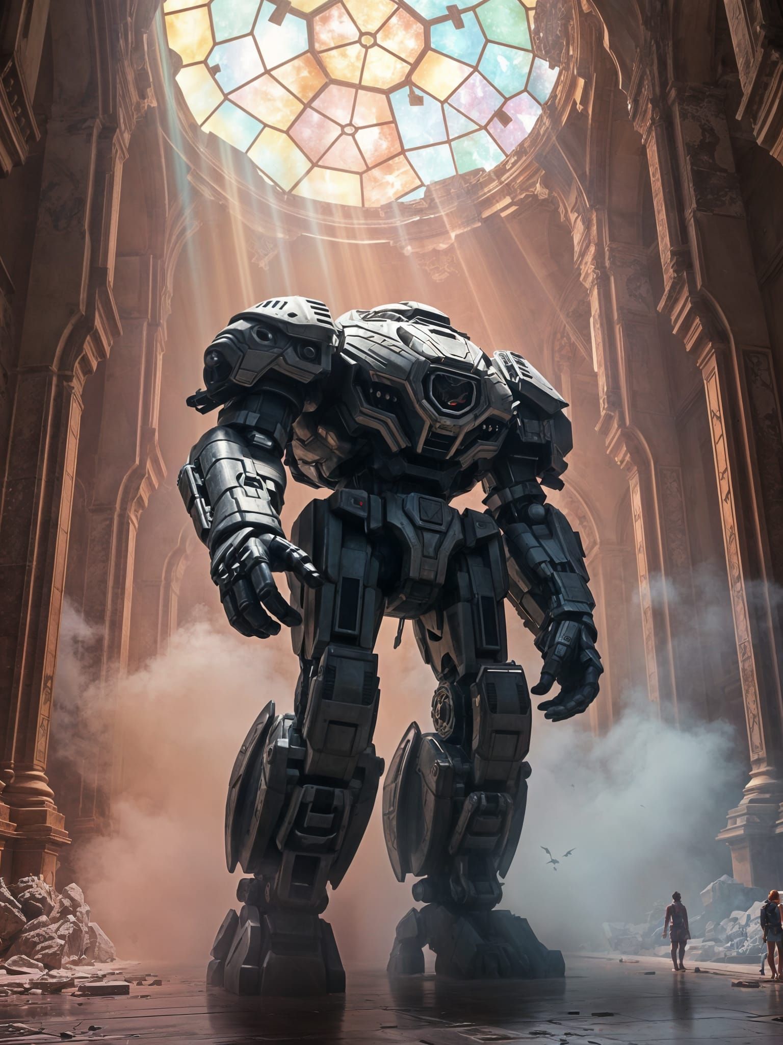 Mecha in Crumbling Sanctum: Magical Realism Meets Fantasy