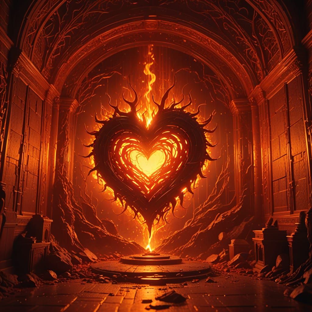 Glowing Heart-Chamber: Epic Digital Matte Painting