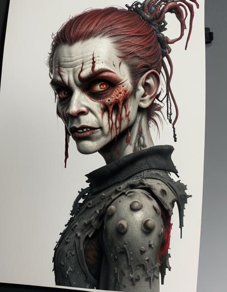 Grotesque Zombie Creature in Hyperdetailed Pixel Art