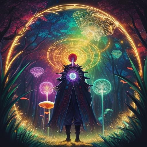 Anime Time Portal in Fairy Circle, Cel-Shaded Style