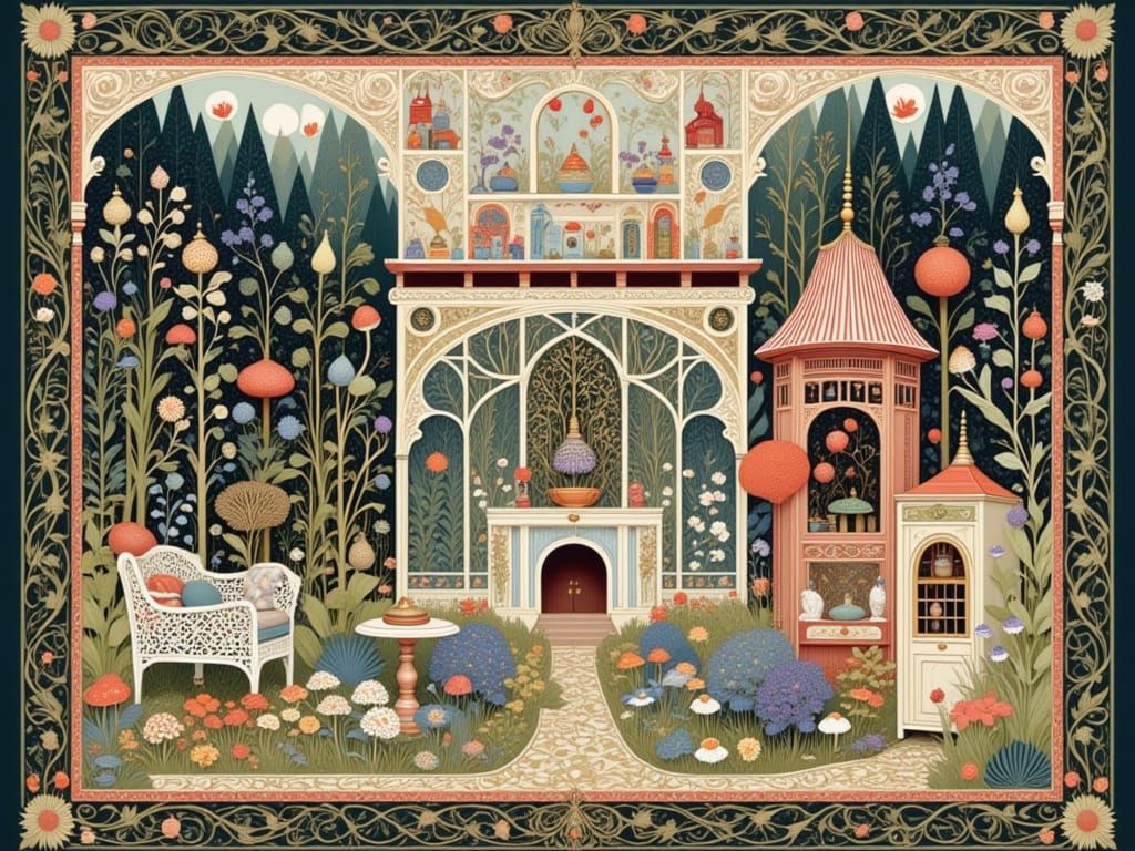 Cozy Home in Whimsical Dreamy Style with Intricate Patterns