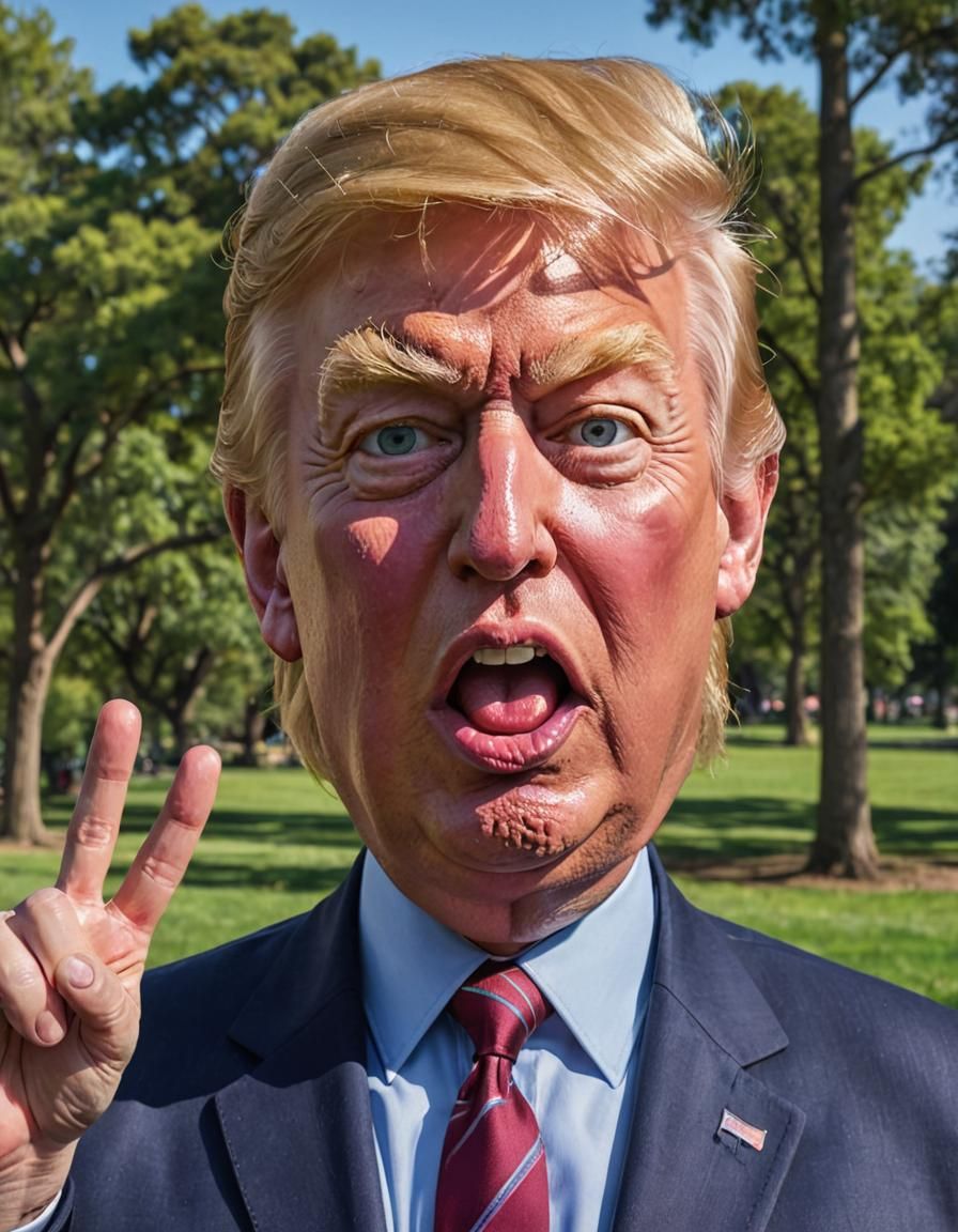 Donald Trump in a Comedic Caricature Illustration