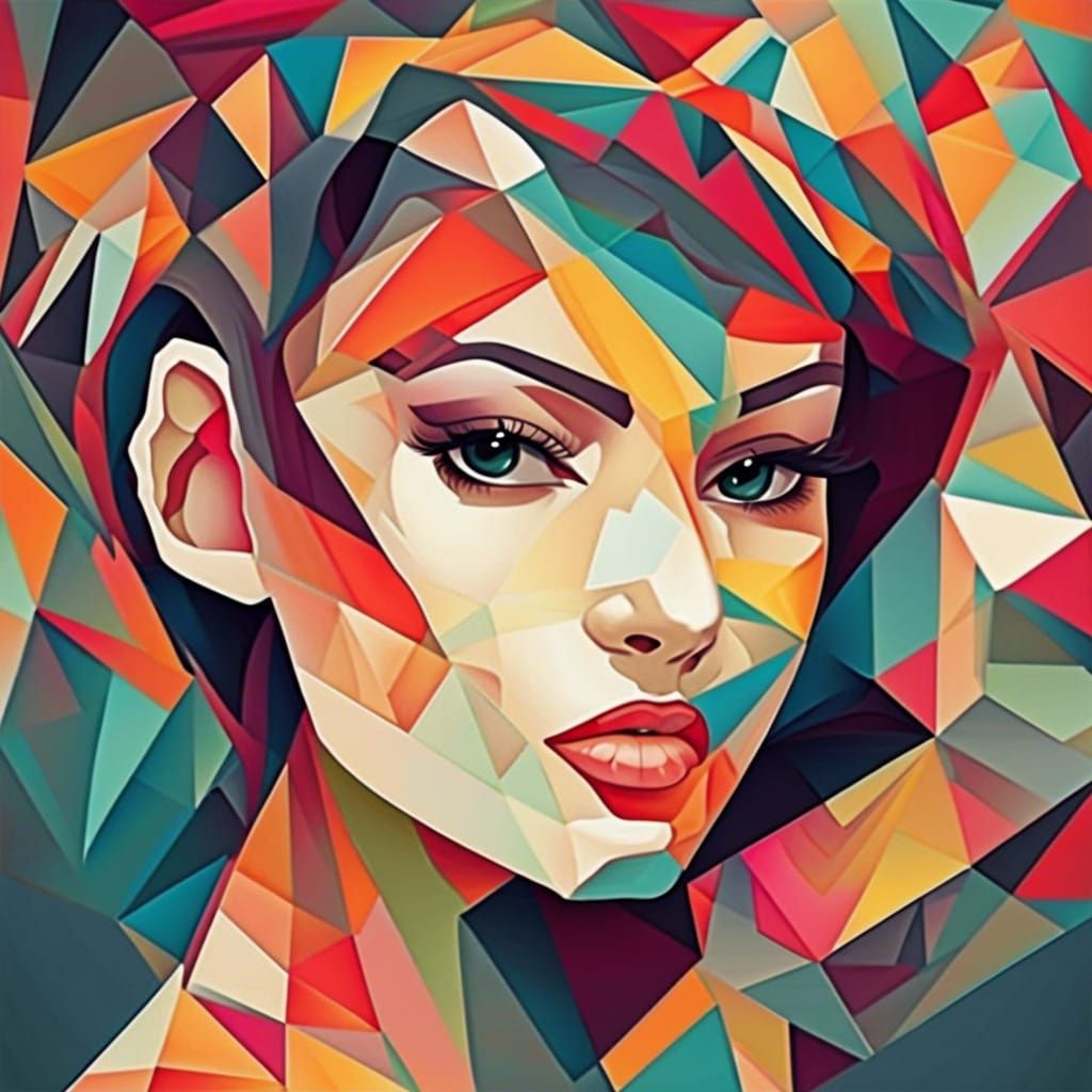 Geometric Art Portrait of a Girl