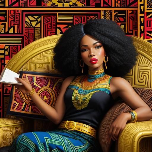 Harlem Renaissance Woman Reading: A Vibrant Art Deco Scene