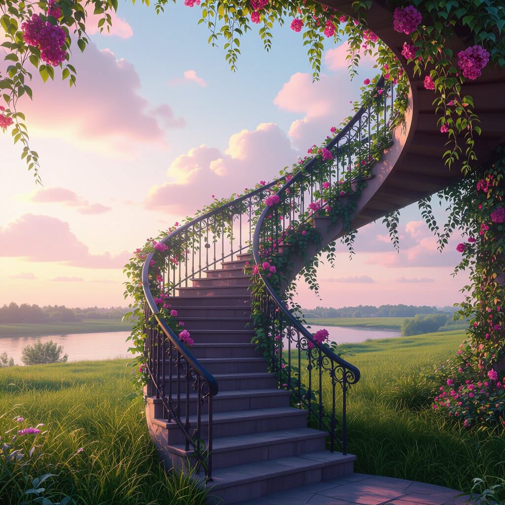 Stairway to Heaven in Digital Art Style