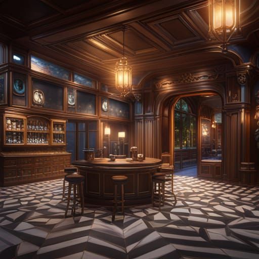 Fantastical Night Cafe: Detailed Matte Painting