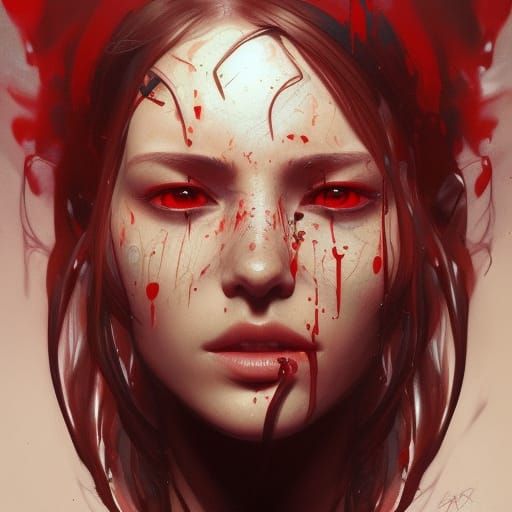 Dramatic Portrait of a Person Crying Blood
