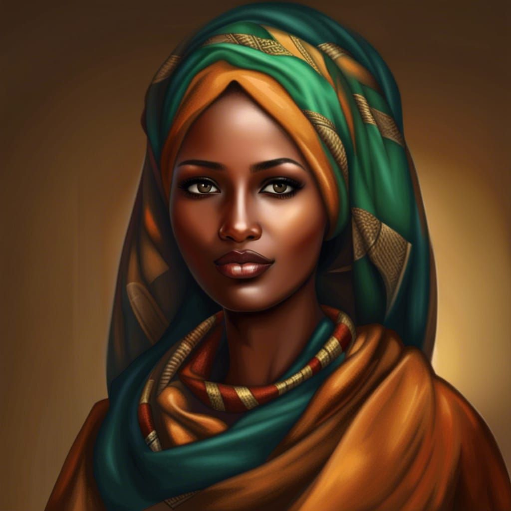 Realistic Portrait of a Beautiful Sudanese Woman