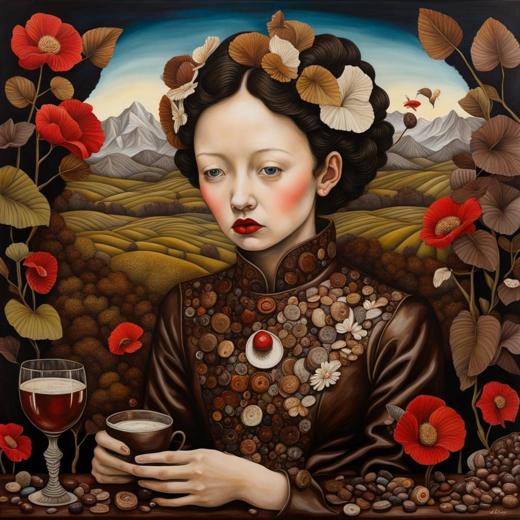 Surreal Chocolate Scene in Mixed Media