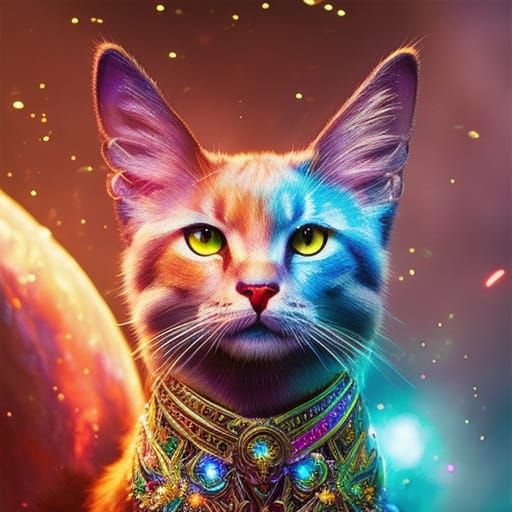 Ornate Cat-Dragon King in Hyperdetailed Fantasy Art