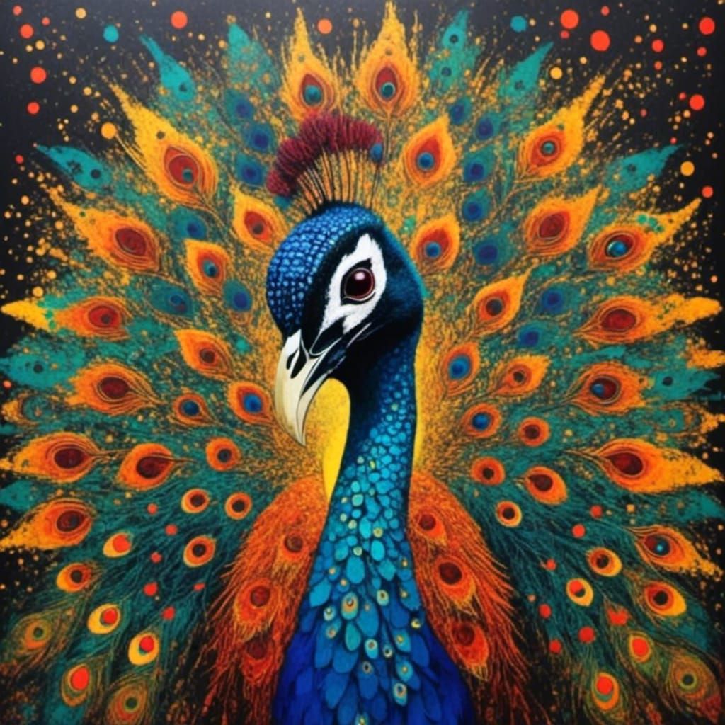 Colorful Geometric Peacock in Modern Style