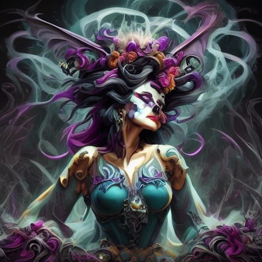 Teal-Haired Lilith as Gypsy in Graffiti Art