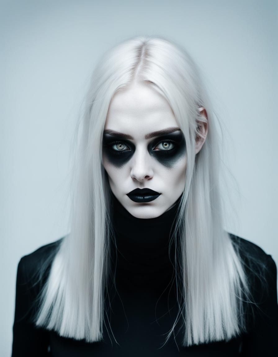 Gloomy Girl with Eyes Instead of Head