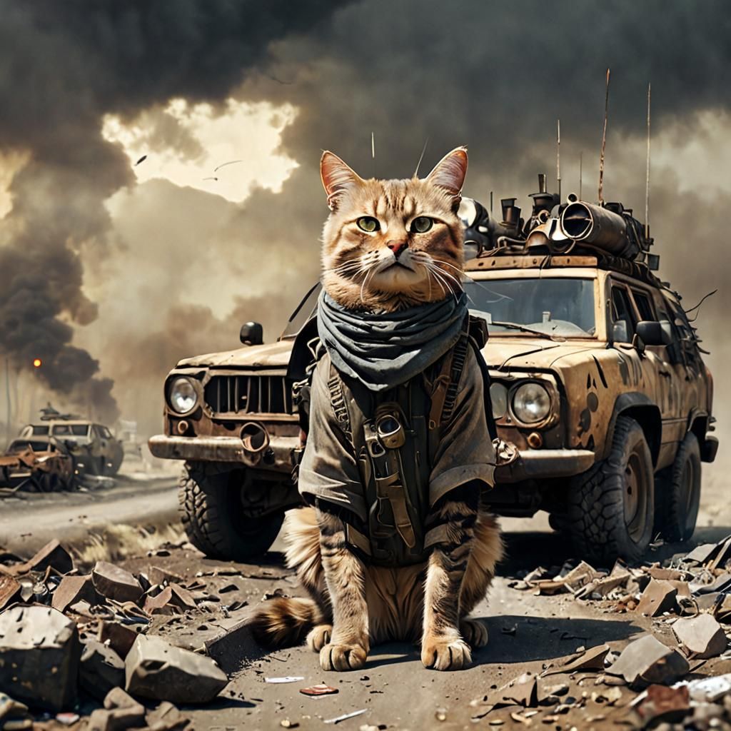 Post-Apocalyptic Cat Road Warrior