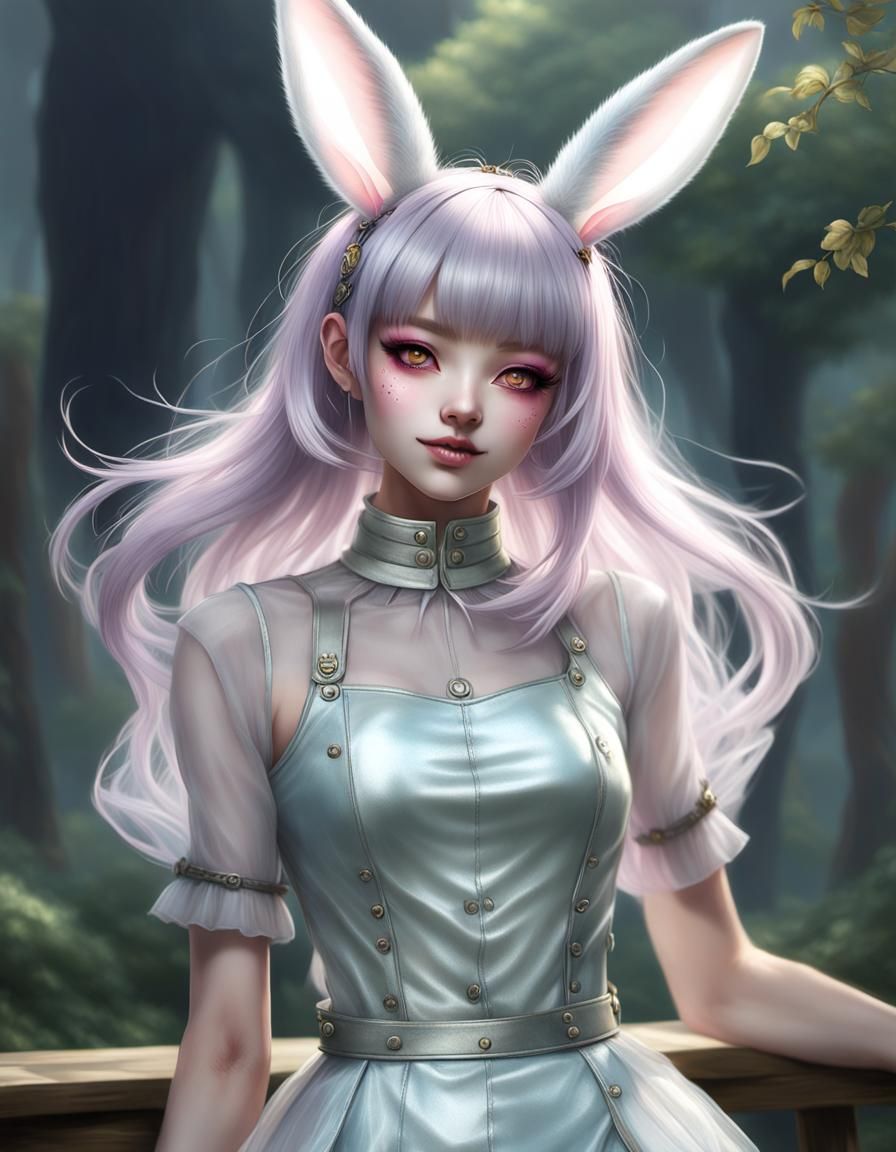 Rabbit-Girl Princess Portrait in Hyperrealistic Style
