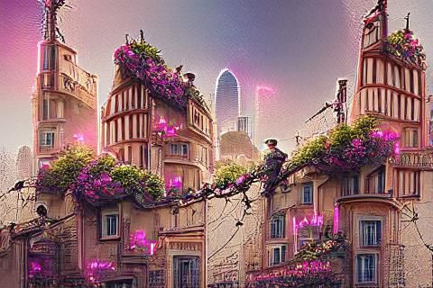 France: Dieselpunk Cityscape at Dusk