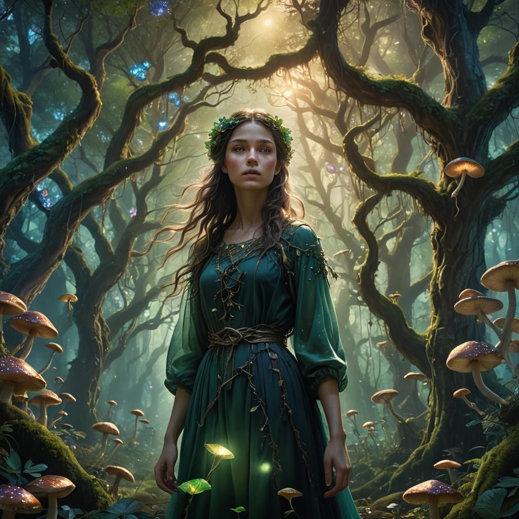 Melancholic Girl Under Heaven Trees: Digital Matte Painting