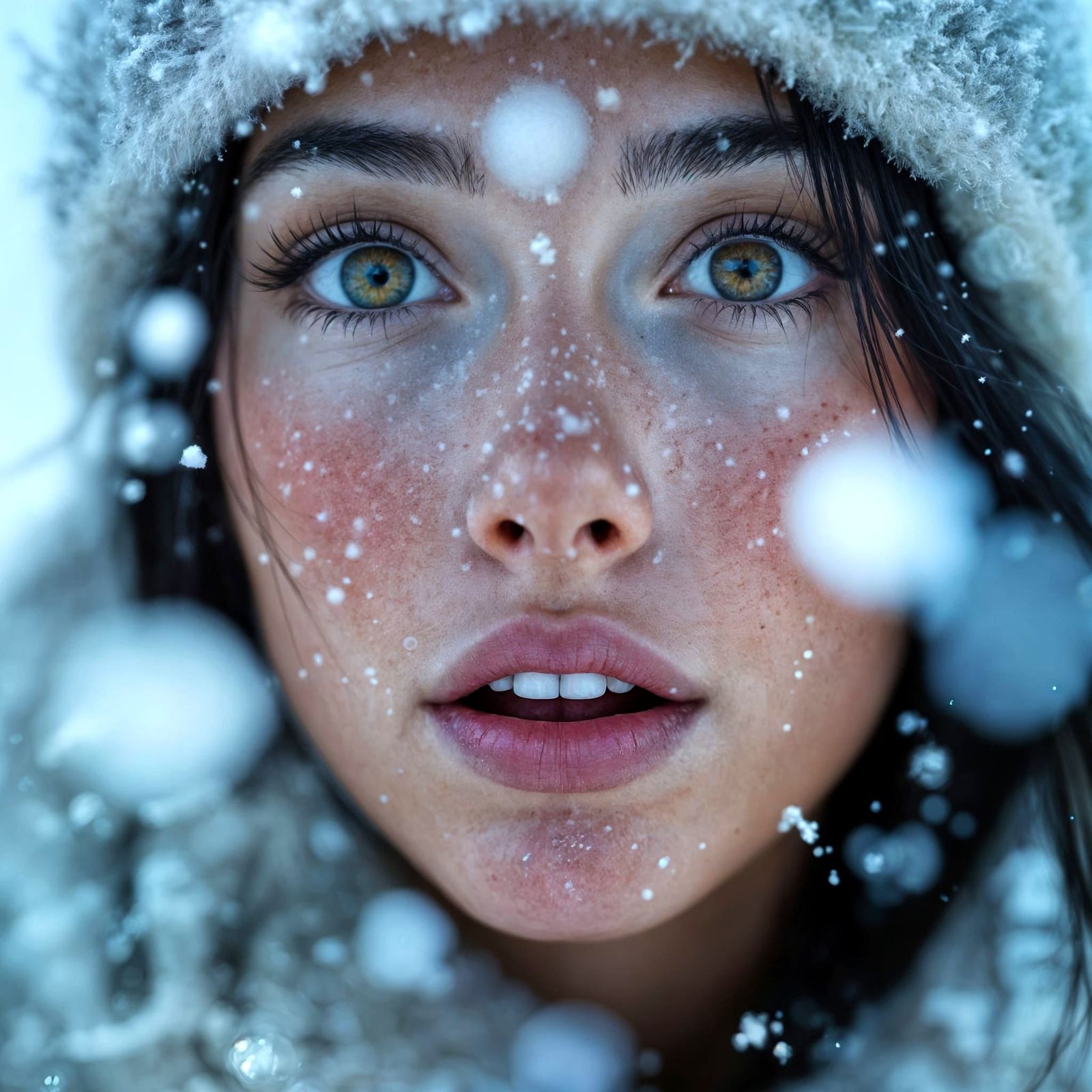 Beautiful girl in the snow