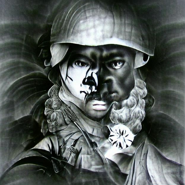 Monochrome Personification of War and Violence