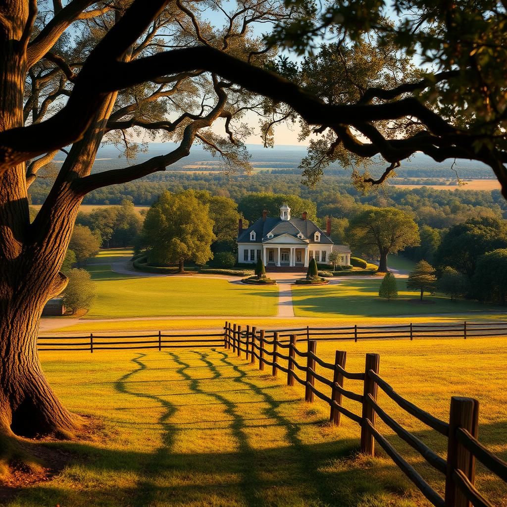 Majestic South Carolina Plantation in Golden Light