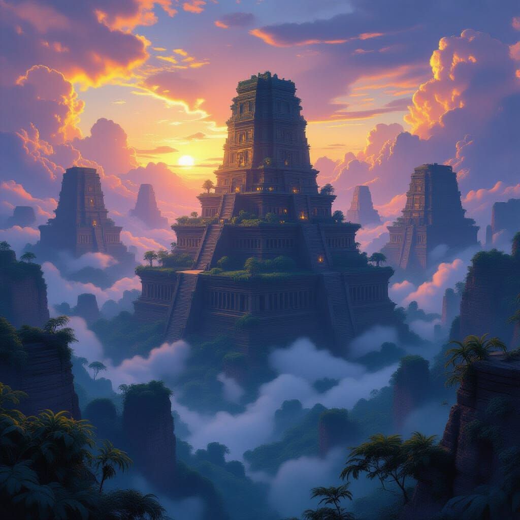 Temple Skyplateaus: Dark Fantasy Concept Art