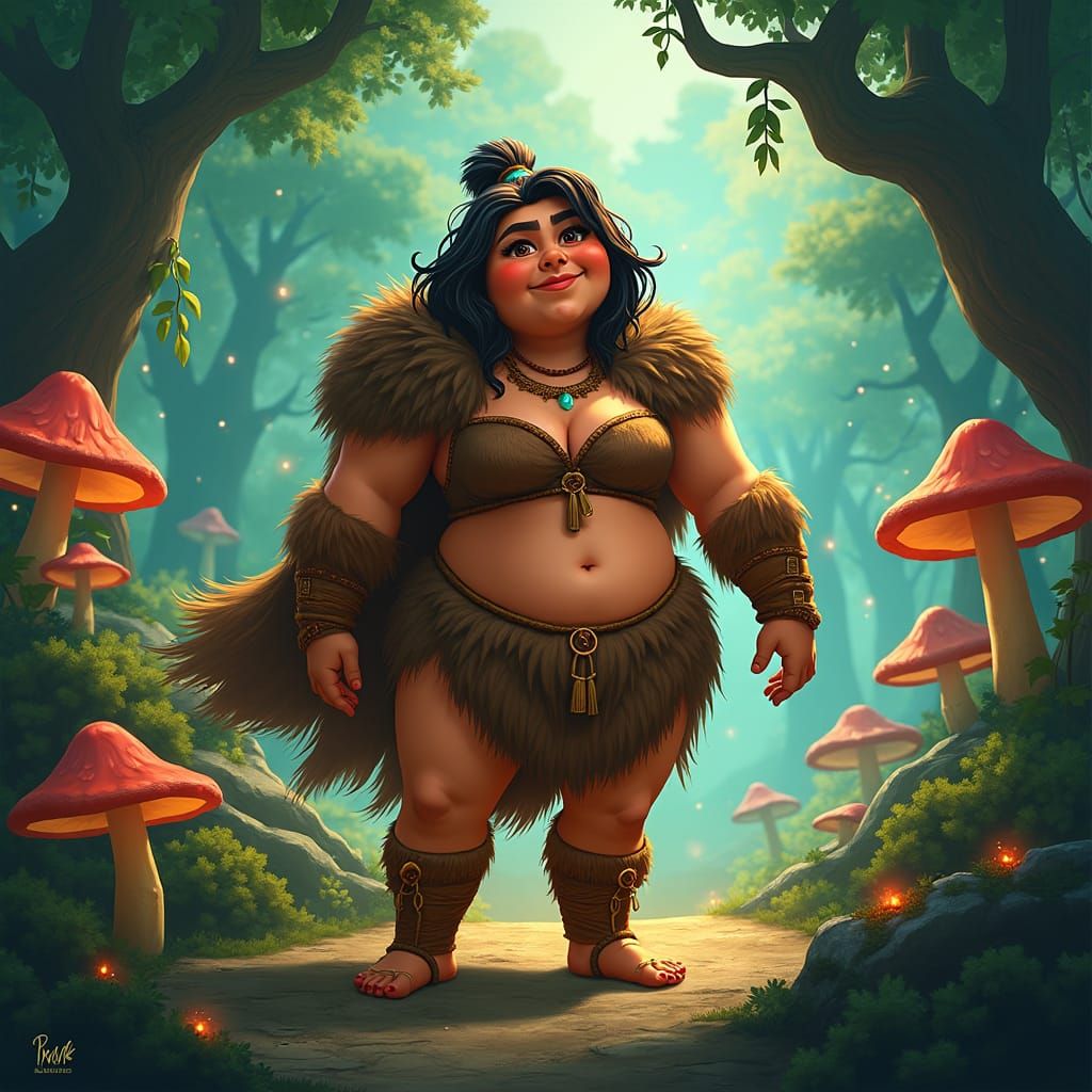 Eep from the Croods: Heroic Cavewoman in Lush Environment