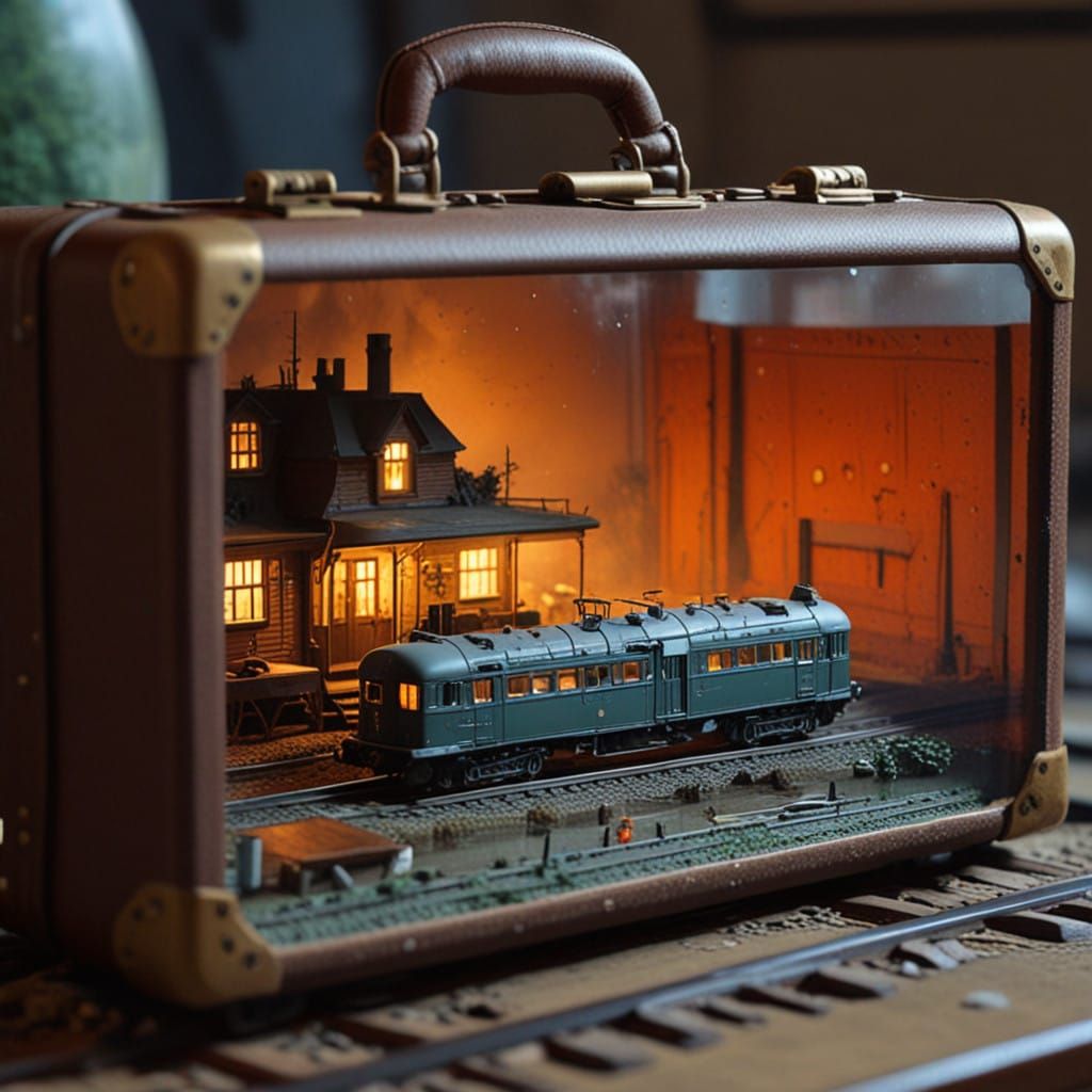 Miniature diorama in suitcase