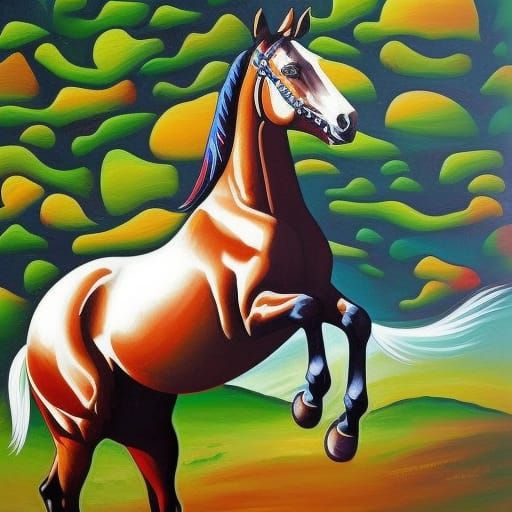 African stylized primitive oil paint of full body whimsical ...