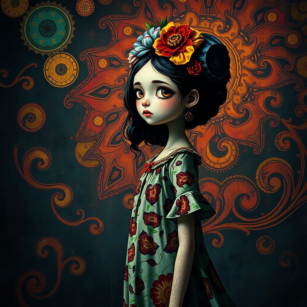 Psychedelic Girl in Moody Film Style