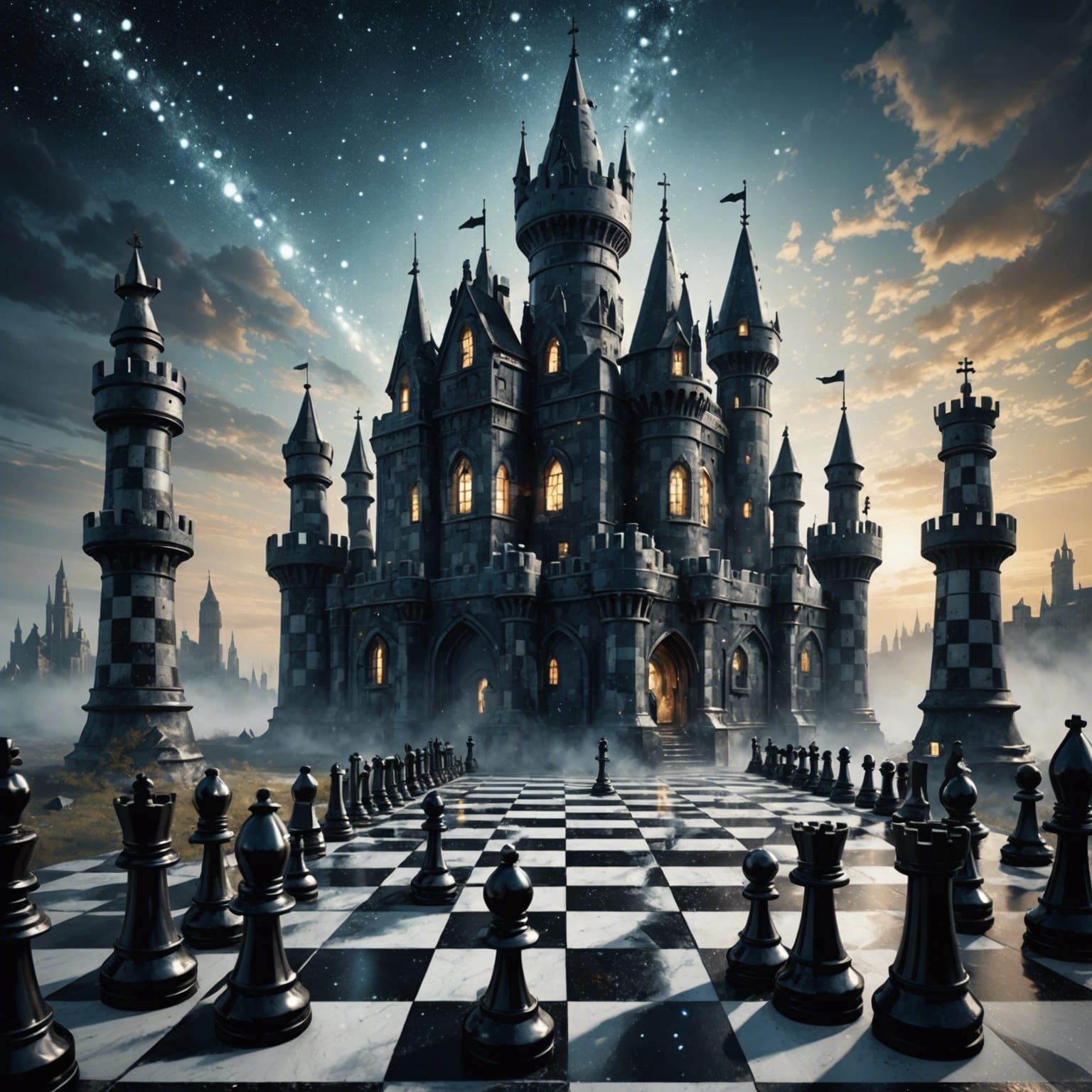 Cosmic Chess Dreamscape in Fantasy Style