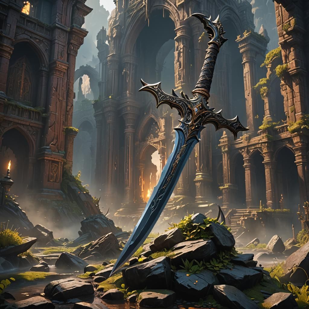 Fantastical Shadow Sword in Detailed Matte Painting