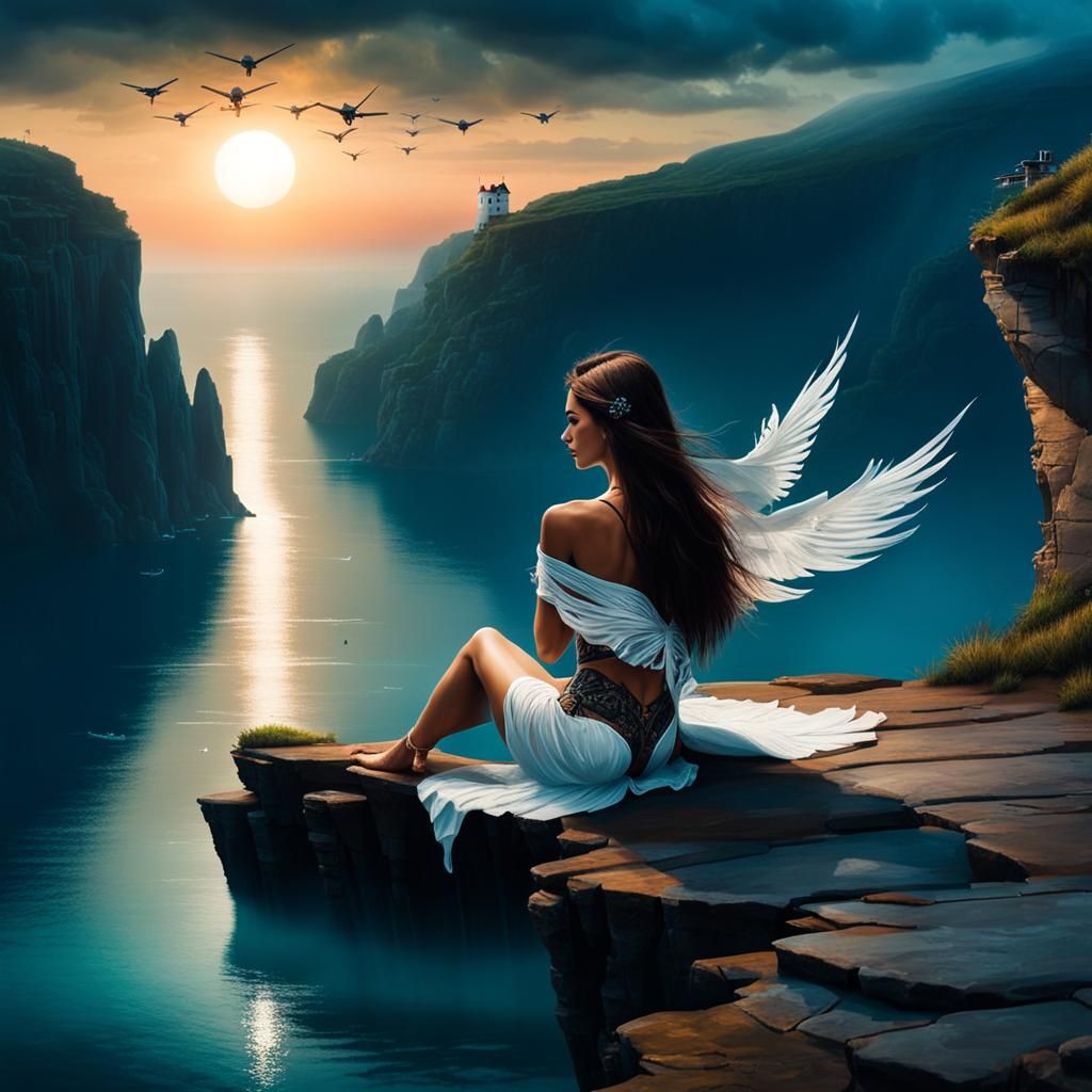 Cliffside House with Waterfalls and Fantasy Harbor