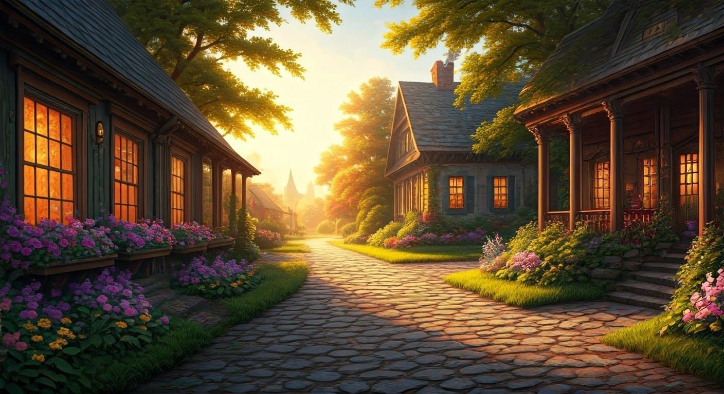 Ethereal Fantasy Scene During Golden Hour